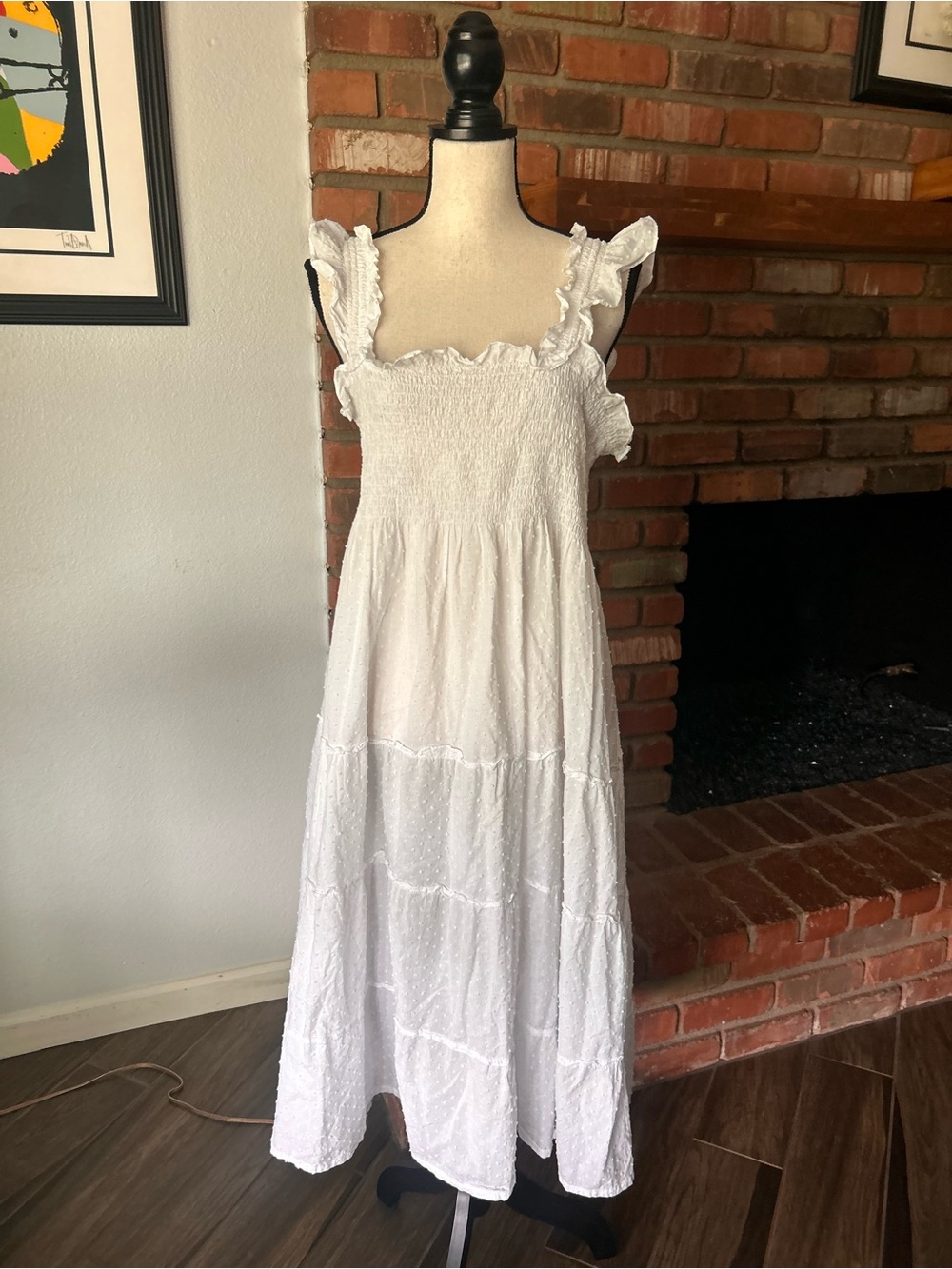 Hill House Home Ellie Nap Dress in White Swiss Dot Sz M - Picture 3 of 10